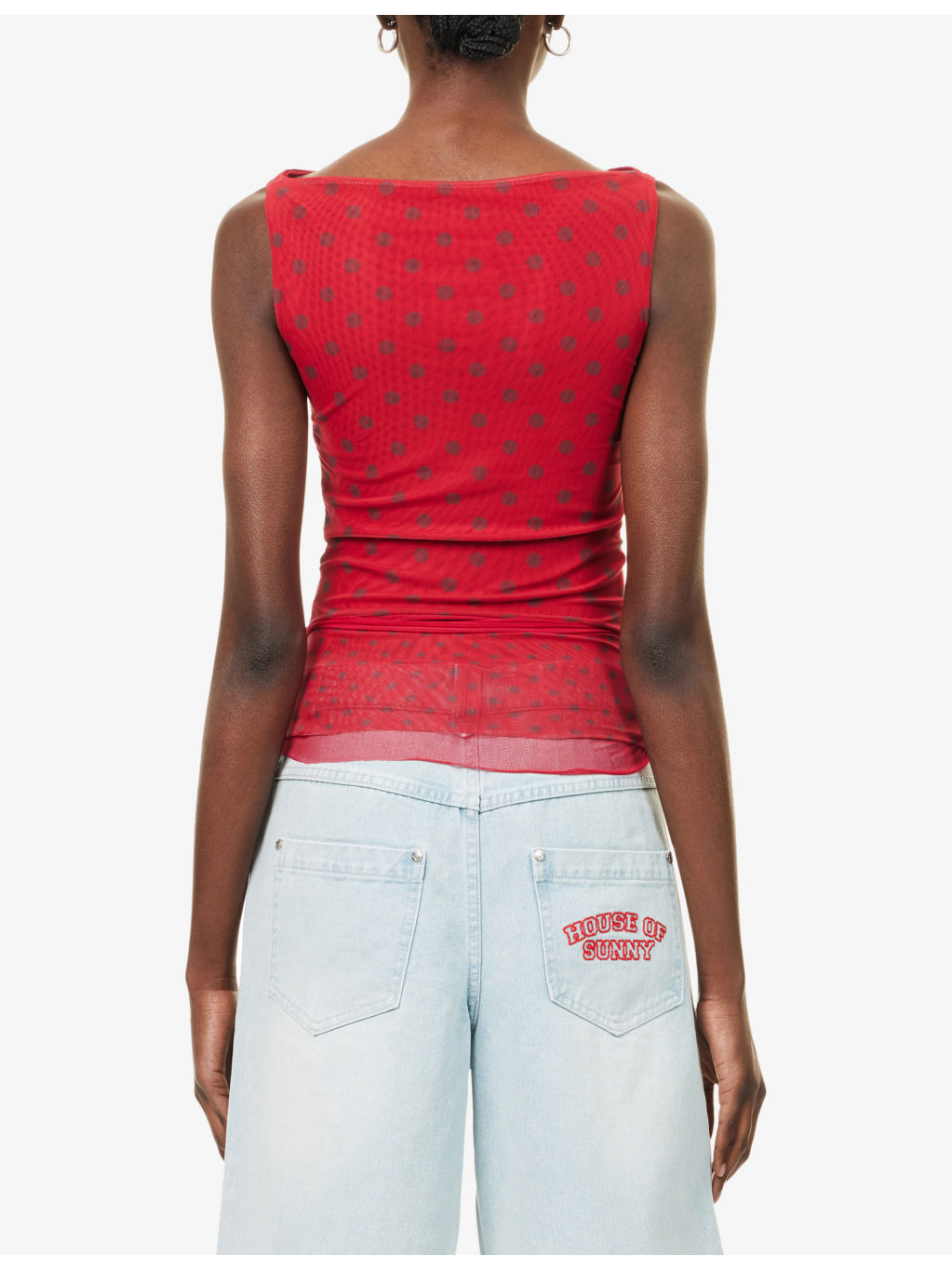 Layer Polka-Dot Stretch-Woven Vest - 4