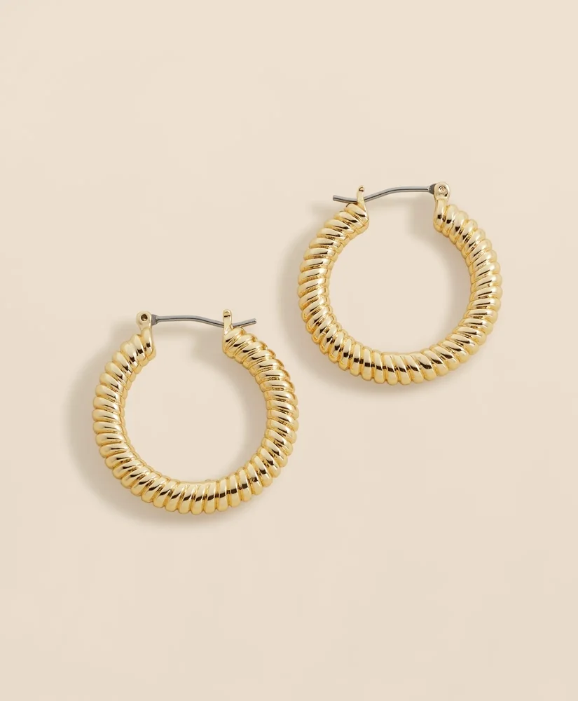 Rope Twist Gold-Toned Hoop Earrings - 1