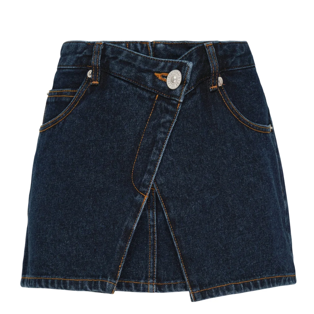 Dark Blue Denim Mini Skirt - 1