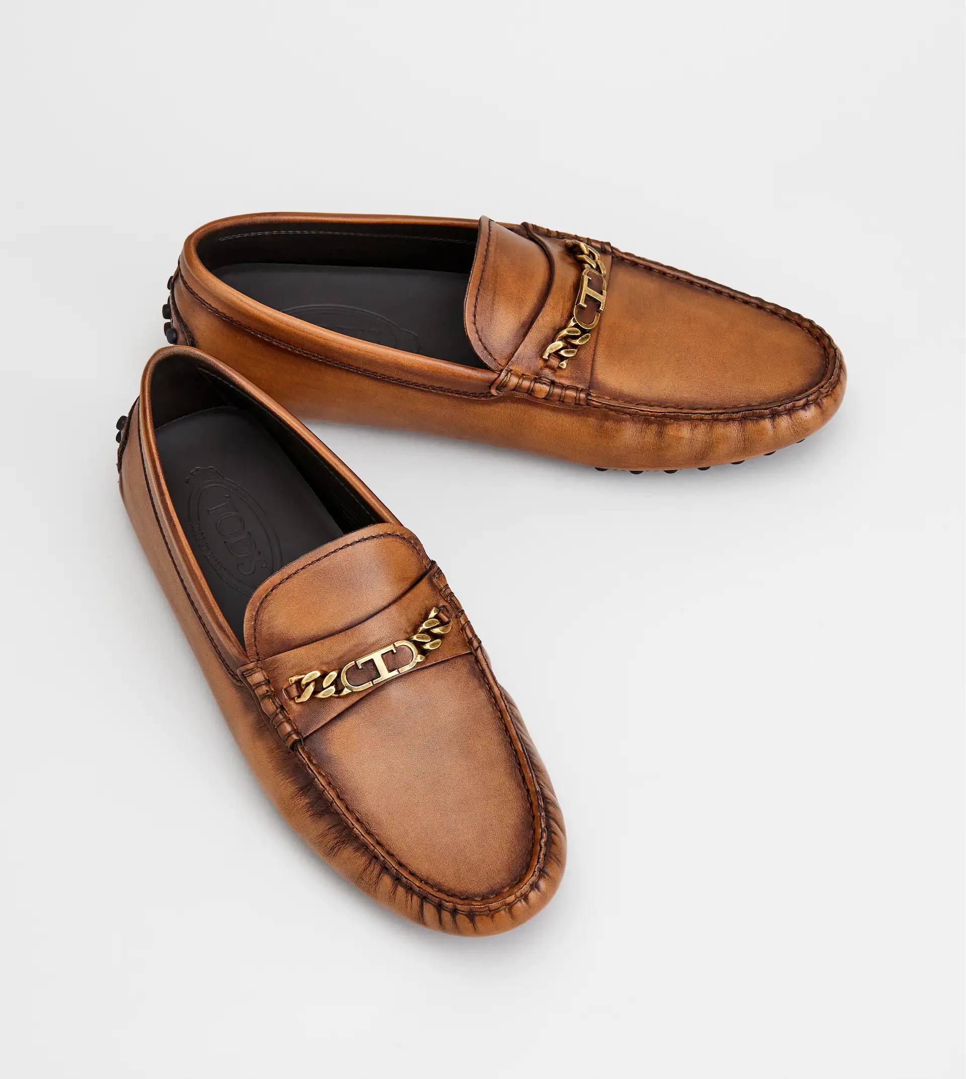 GOMMINO DRIVING SHOES IN LEATHER - BROWN - 4