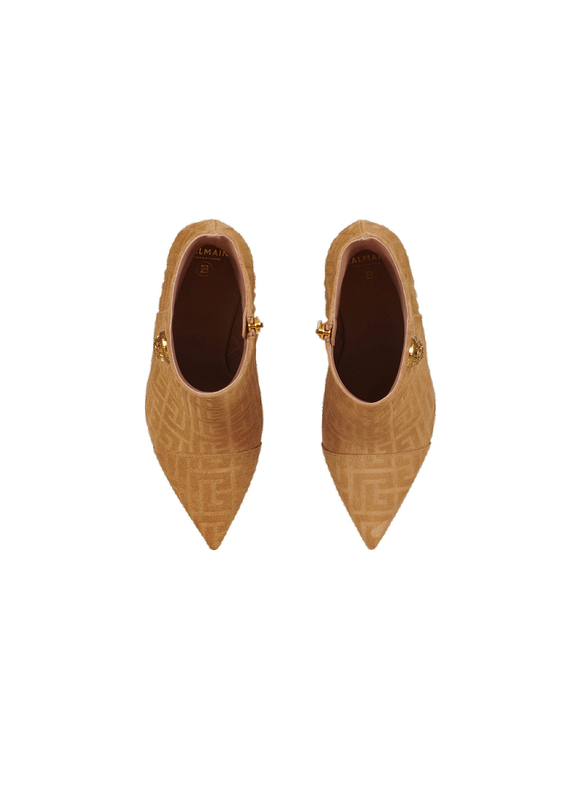 Debossed suede Roni ankle boots with Balmain monogram - 3