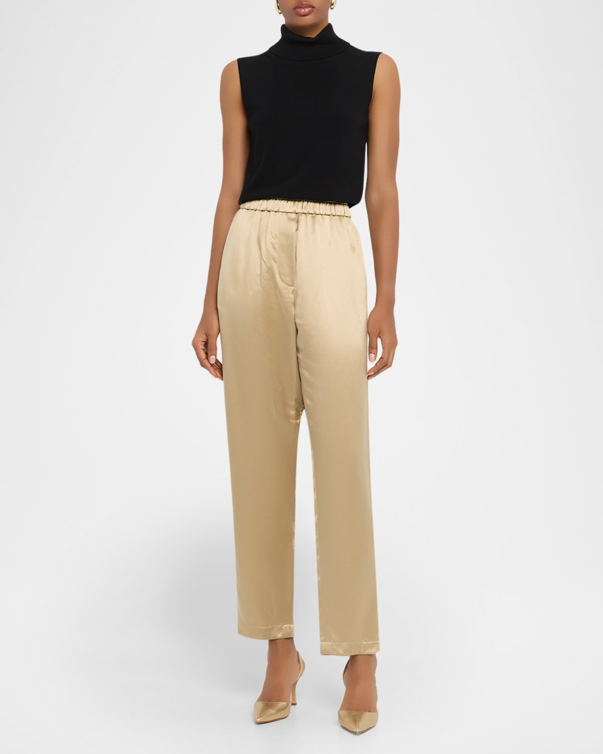 Relaxed-Leg Silk Pull-On Trousers - 2