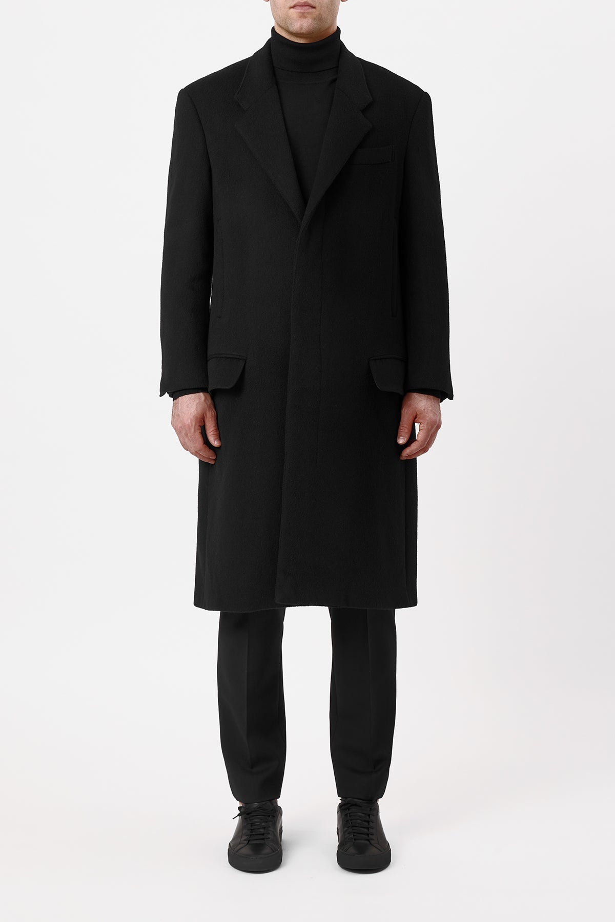 Slade Coat in Black Double-Face Recycled Cashmere - 3