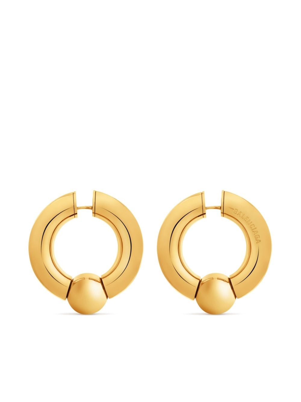 logo-engraved hoop earrings - 1