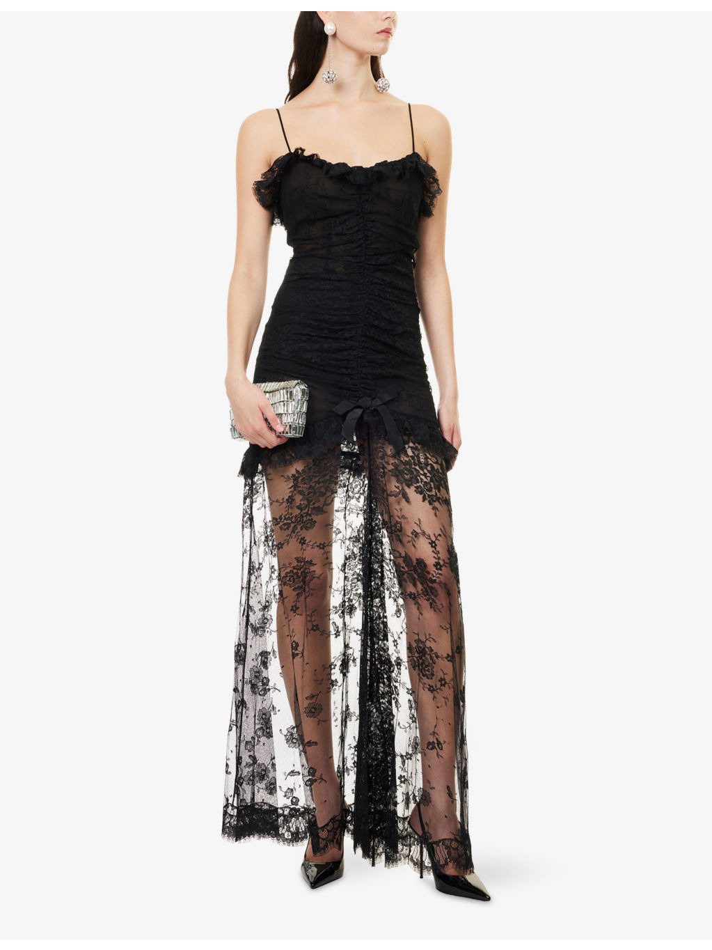 Bow Split-Hem Lace Maxi Dress - 2