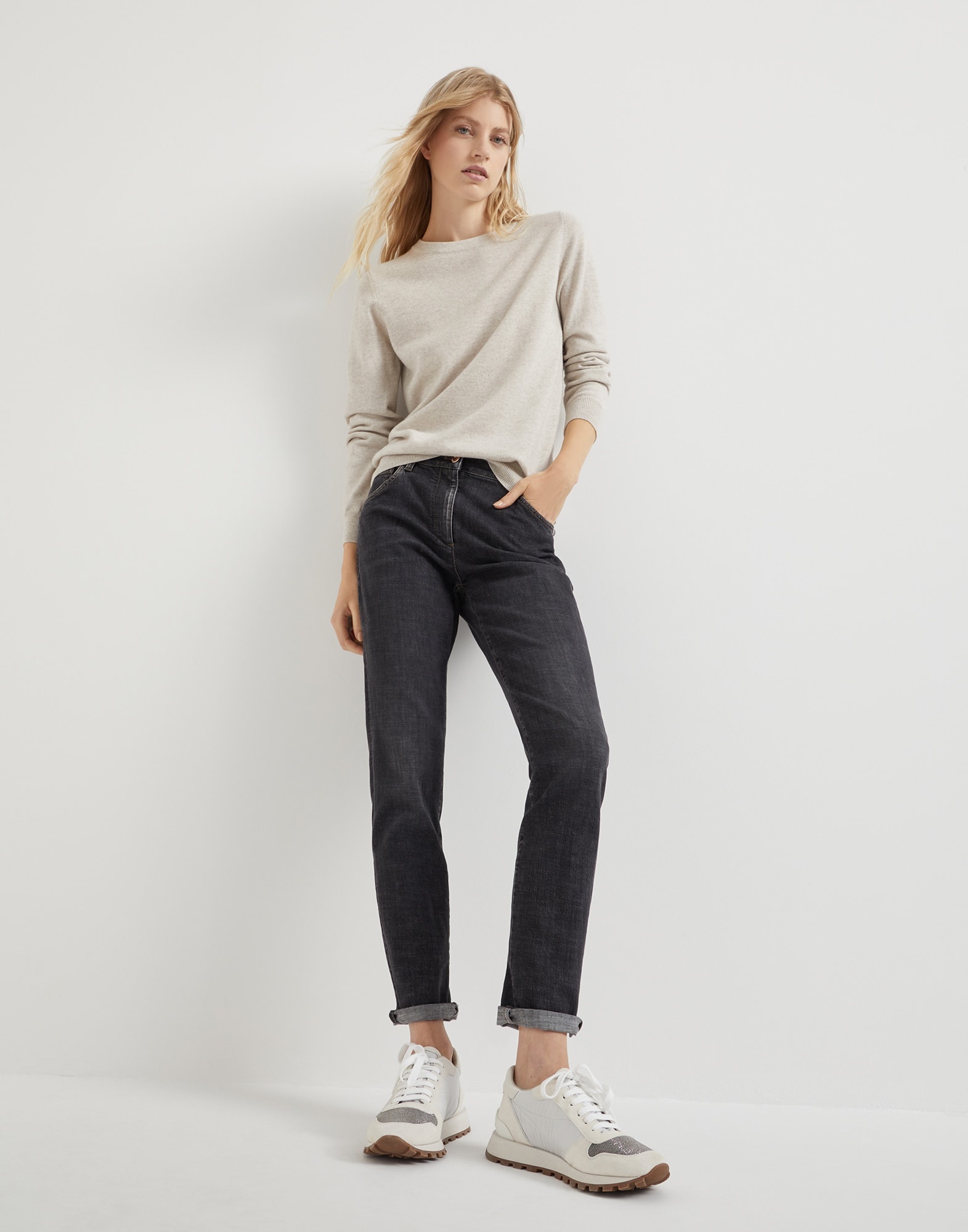 Suede and techno fabric runners with precious toe - 4
