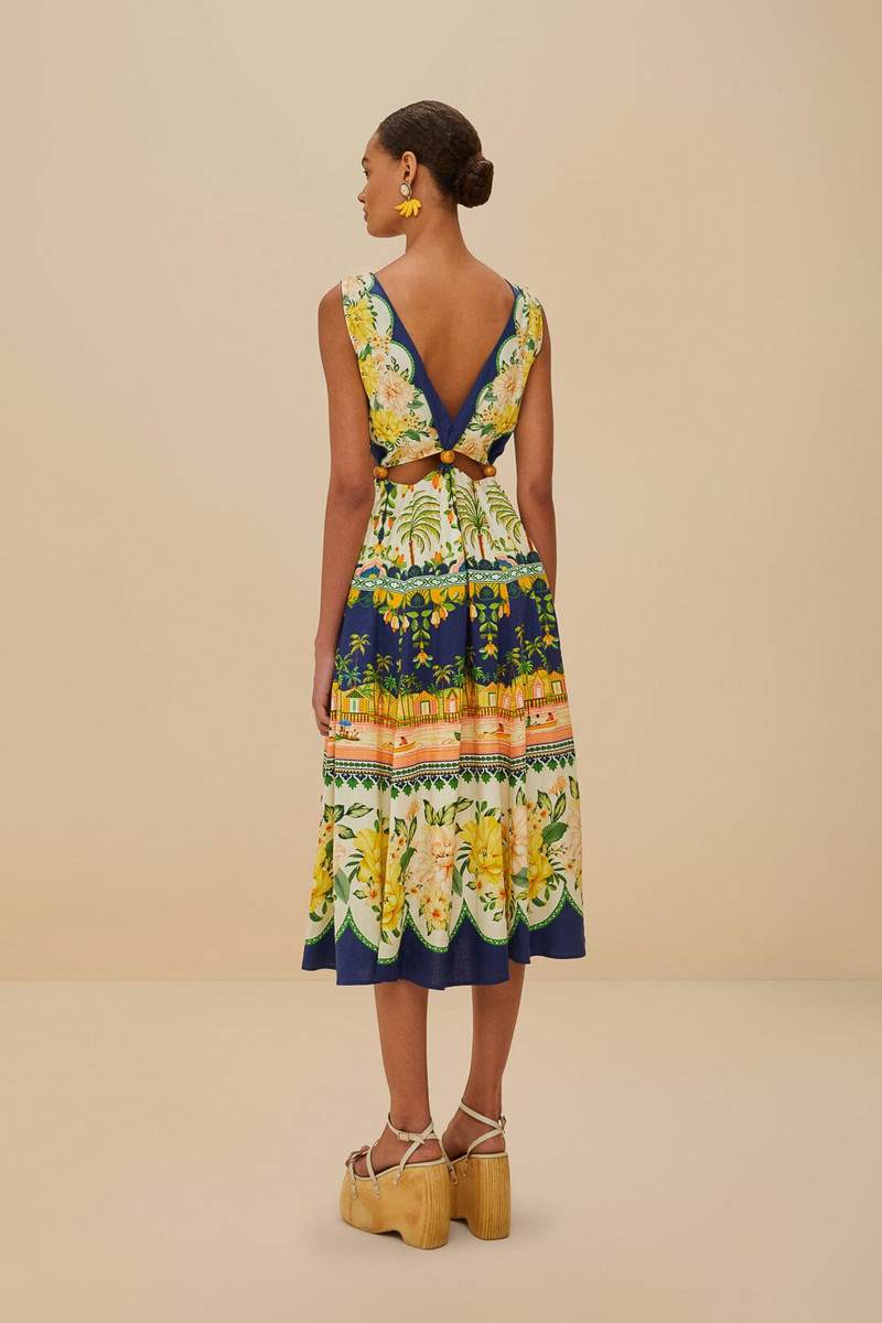 Amazon Garden Cream Midi Dress 4