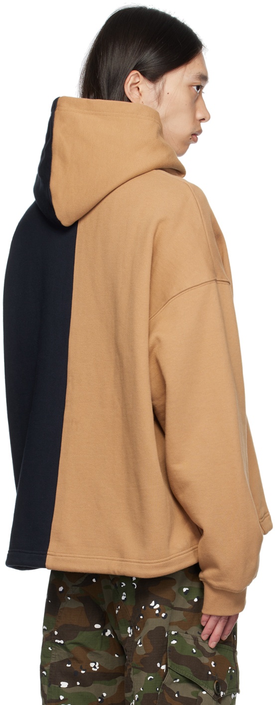 パーカー・フーディ AFTER PRAY Opposition Half Panel Pullover Hoodie Beige AF24F AFTER PRAY Beige & Navy Opposition Half Panel Hoodie