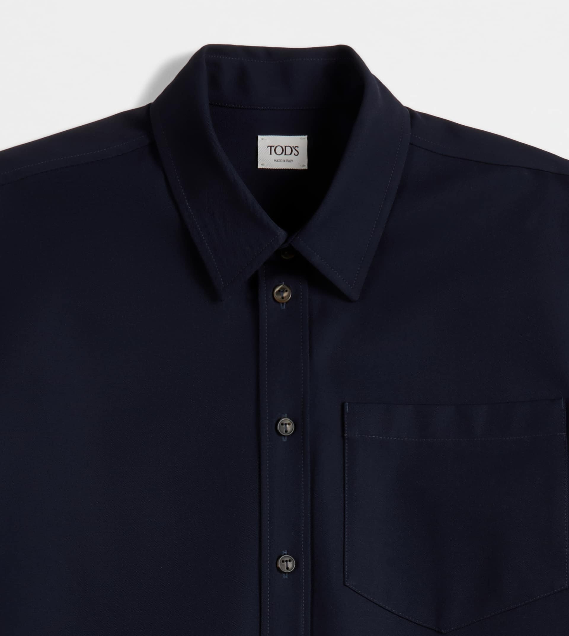 SHIRT IN WOOL AND COTTON - BLUE - 8