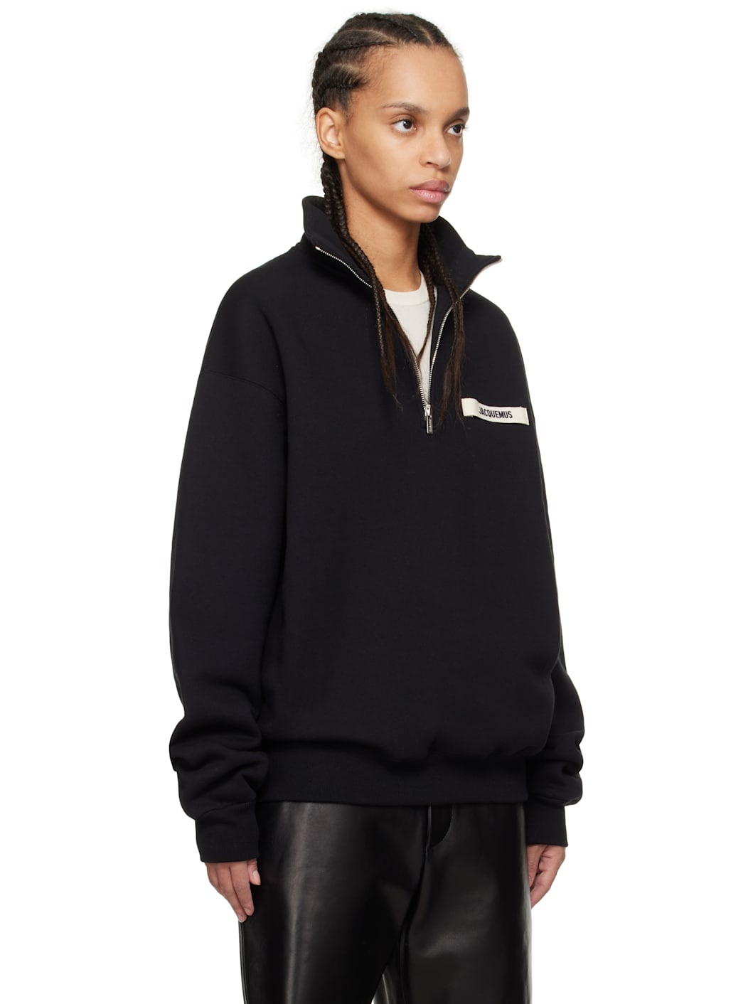 Black 'The Gros Grain zipped-rollneck' Sweatshirt - 2
