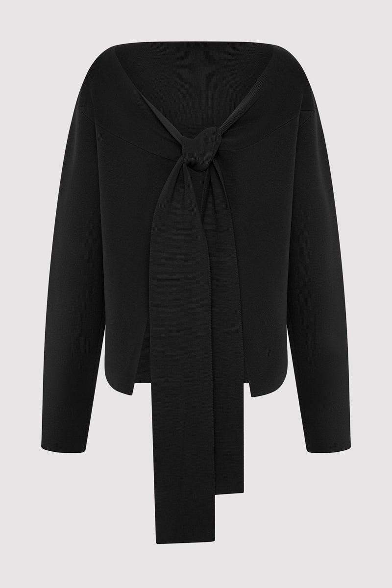 ST. AGNI Milano Knit Scarf Jumper - Black outlook
