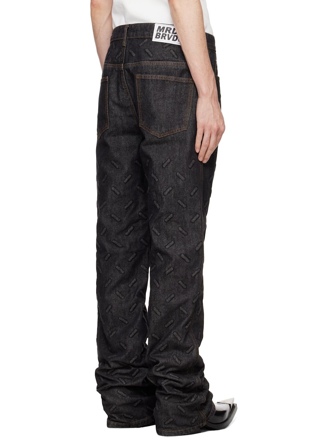 Black Thread Plate Jeans - 3