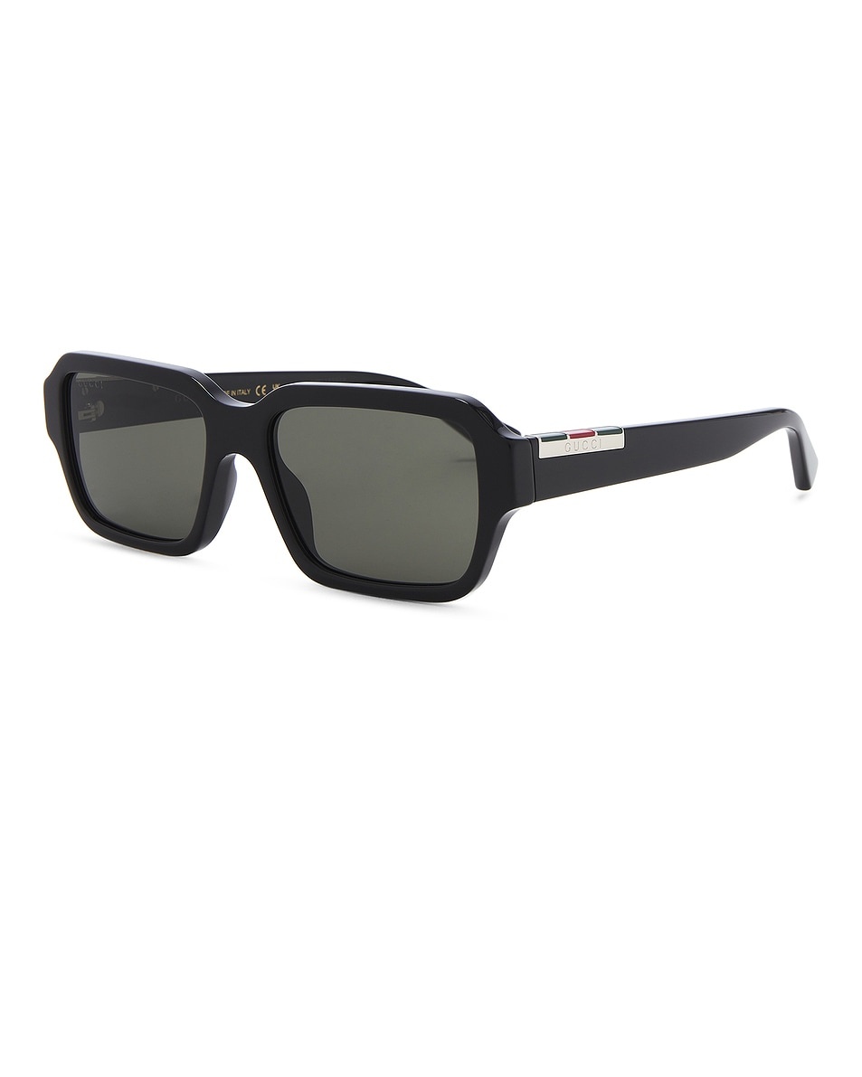 Rectangle Sunglasses In Shiny Black - 2