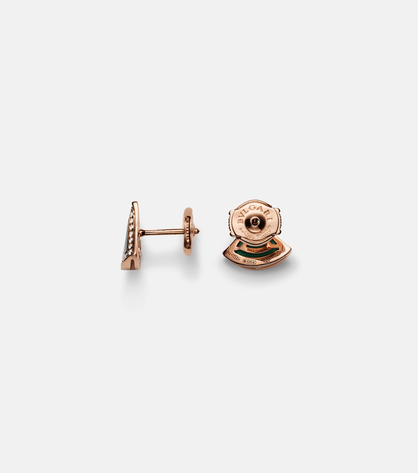 Divas' Dream 18kt rose gold earrings with malachite and diamonds - 3