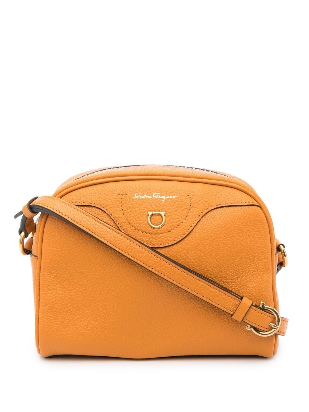 Gancini-plaque leather crossbody bag - 1