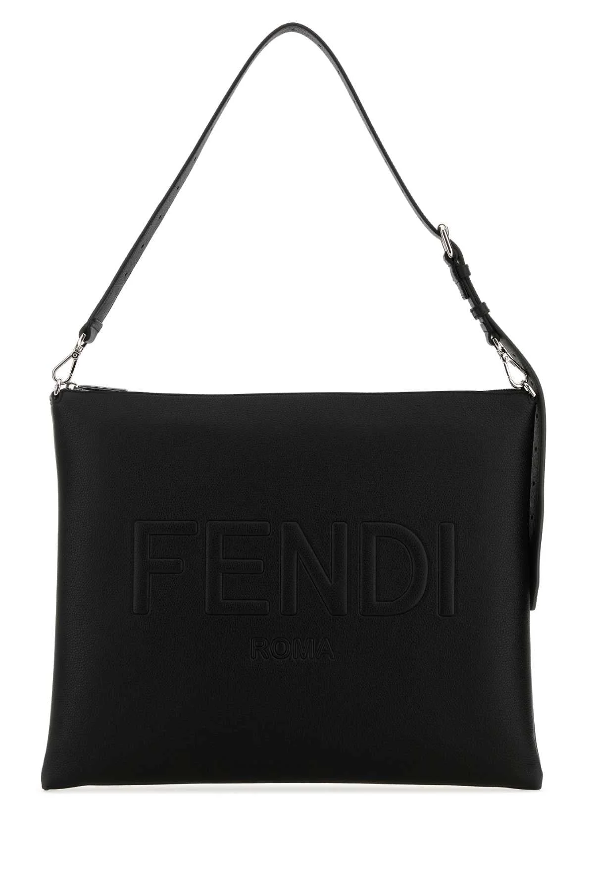 Fendi Men Black Leather Fendi After Fendi Roma Shoulder Bag - 1