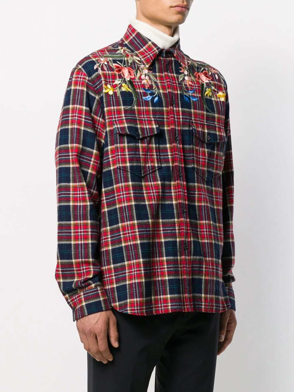 checked floral shirt - 3