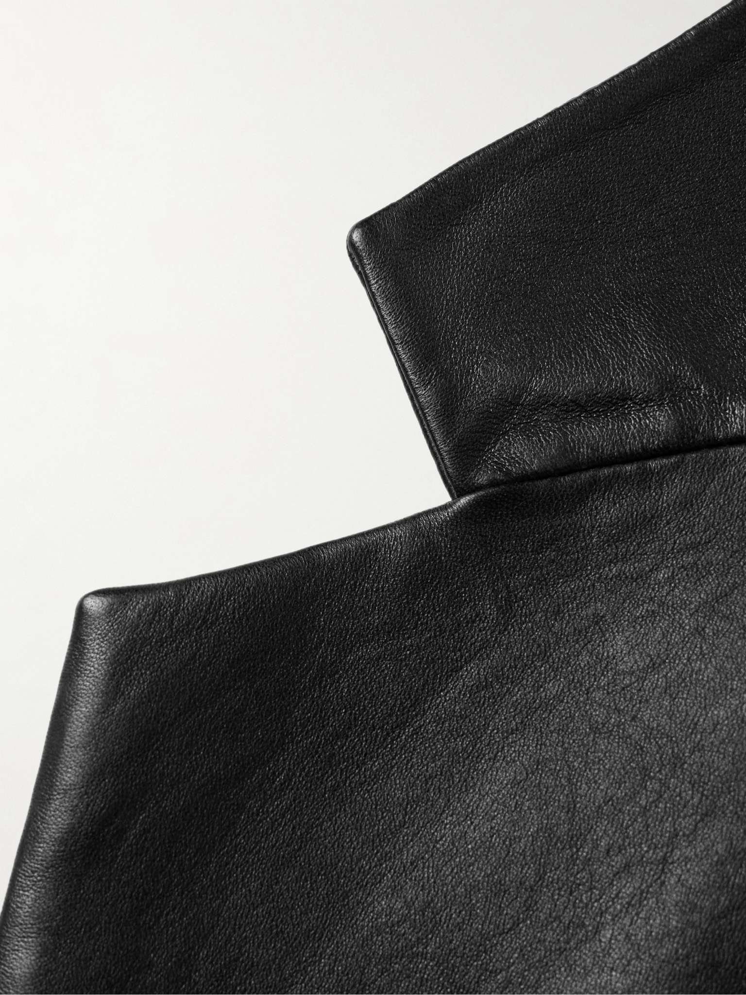 Double-Breasted Leather Blazer - 3