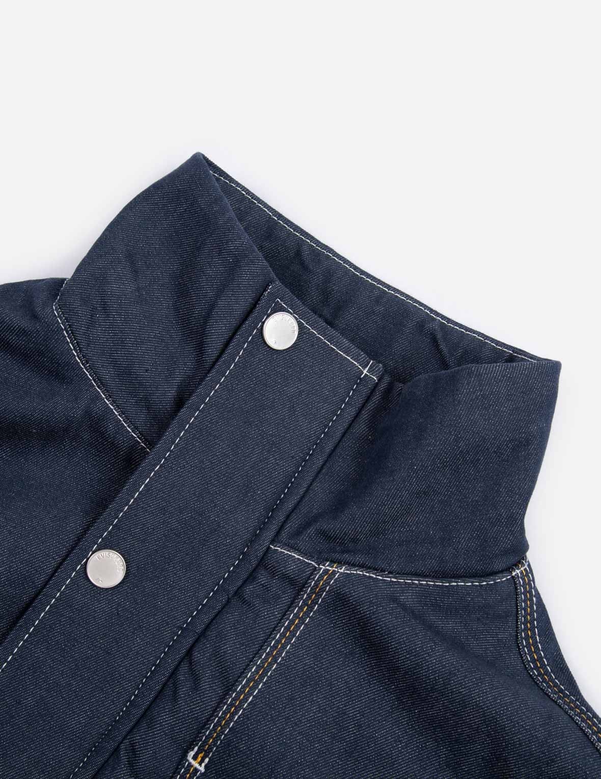 Contrast Stitching Padded Denim Worker Jacket - 7