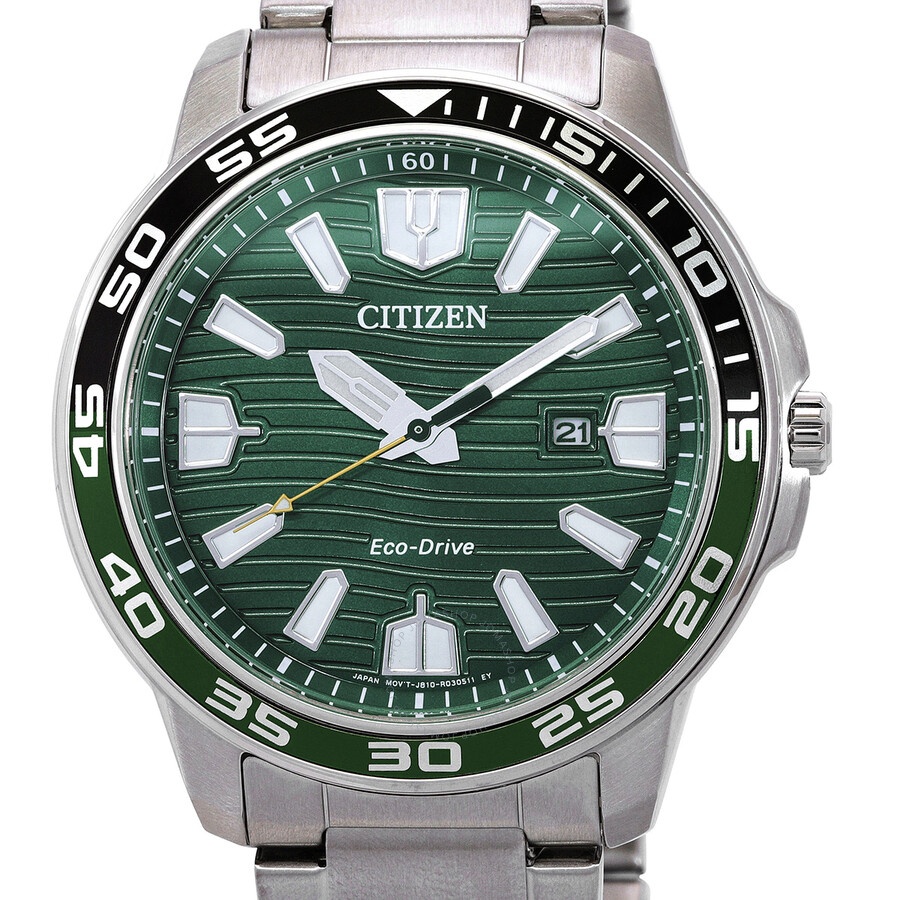 Citizen - Citizen Eco-Drive Green Dial Stainless Steel Men's Watch AW1526-89X - 4
