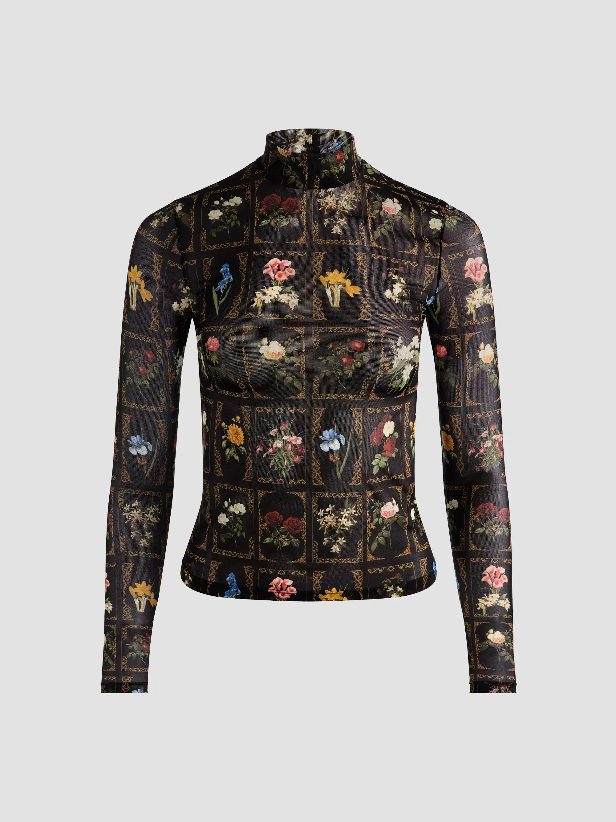 Women's Delaina Floral Turtleneck Top - Gallery Garden - 1