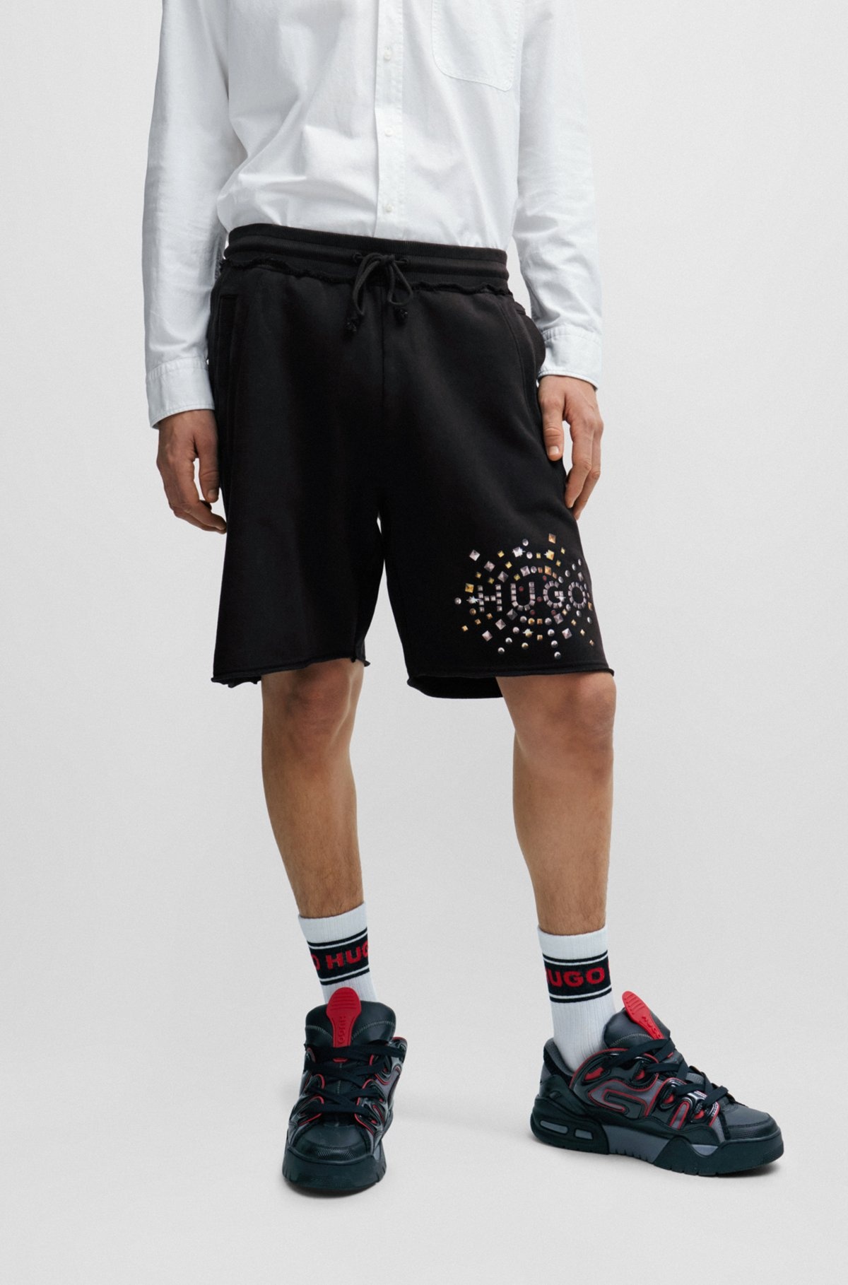COTTON-TERRY SHORTS WITH STUD-EFFECT ARTWORK - 2
