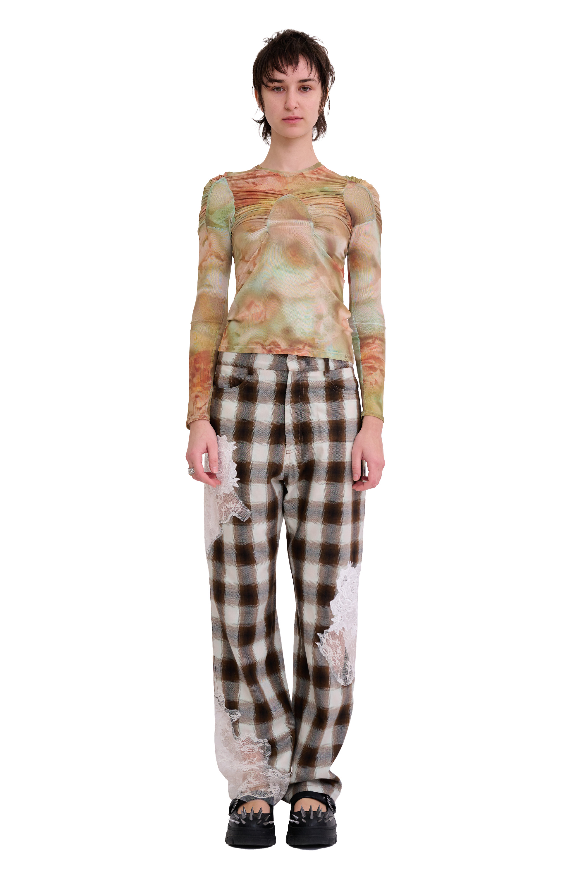 SAGE MOLTEN FLORAL ARC L/S TOP - 1