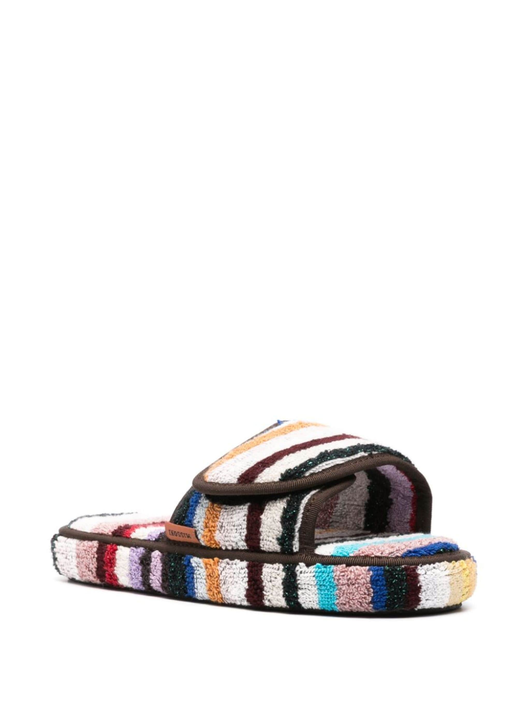 striped touch-strap slippers - 4