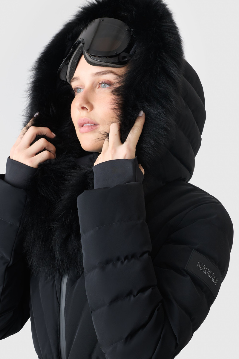 ELITA-ZR Down ski jacket with removable blue fox fur trim 6