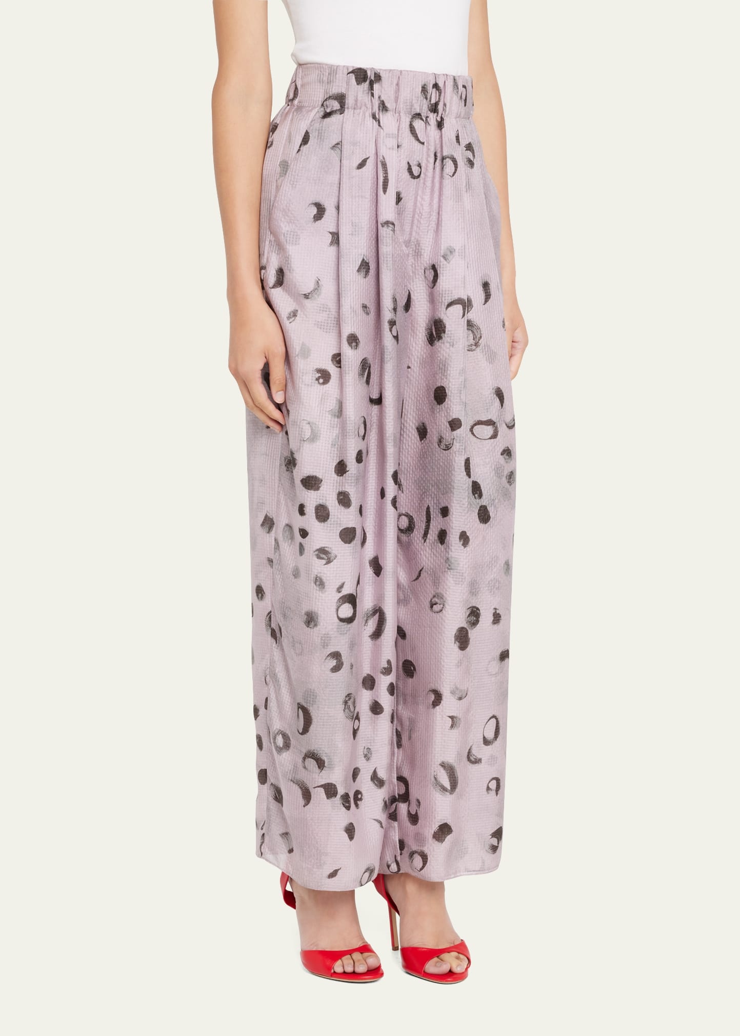 Printed Silk Wide-Leg Pants - 4