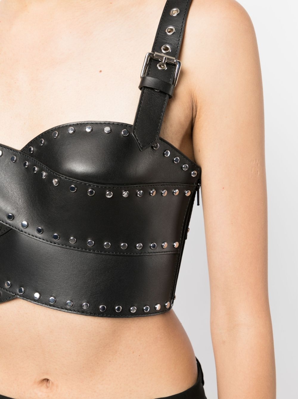 stud-detail leather bustier top - 5