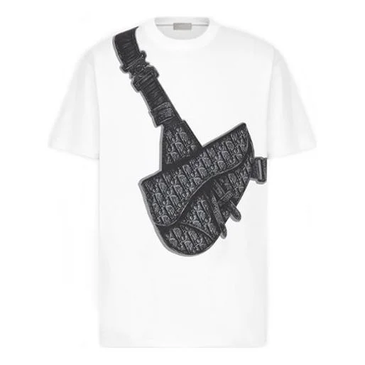 DIOR SS20 Compact Spinning Cotton Saddle Bag Printed For Men White 943J605N0554-C088 - 1