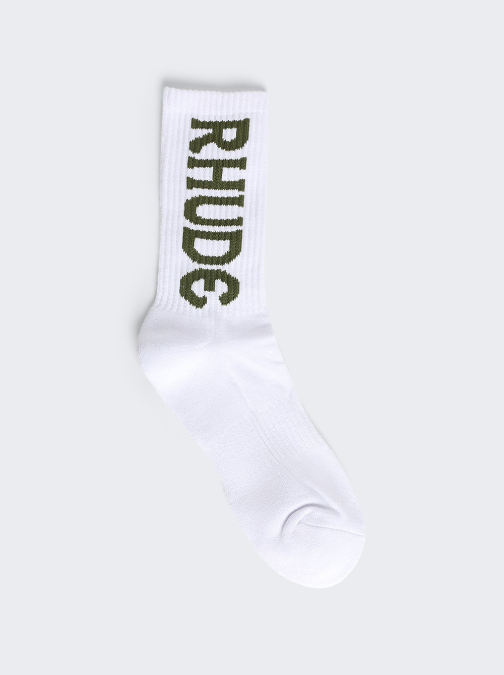 Vertical Logo Socks White and Olive - 1