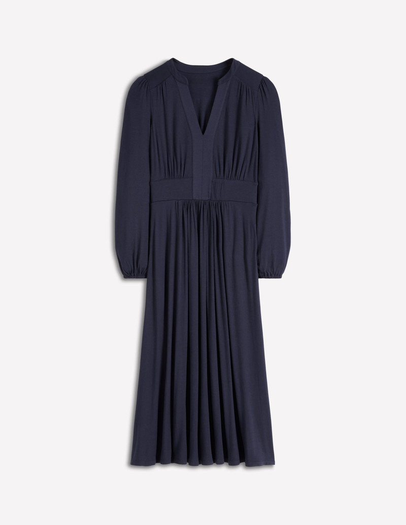 Lily Long Sleeve Midi Dress-Navy 1