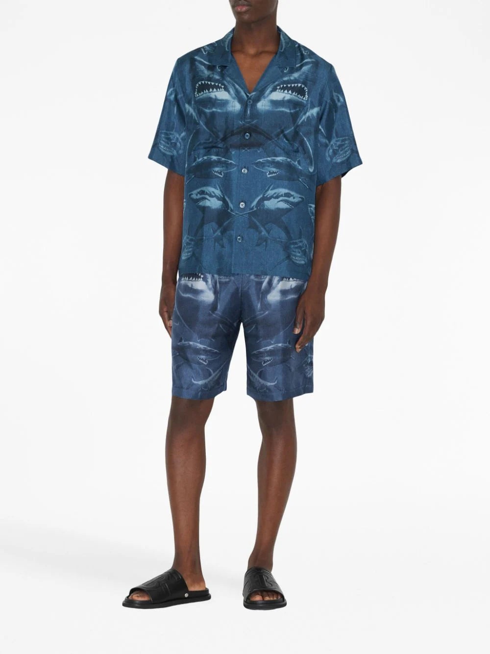 SHARK-PRINT SILK SHORTS - 2