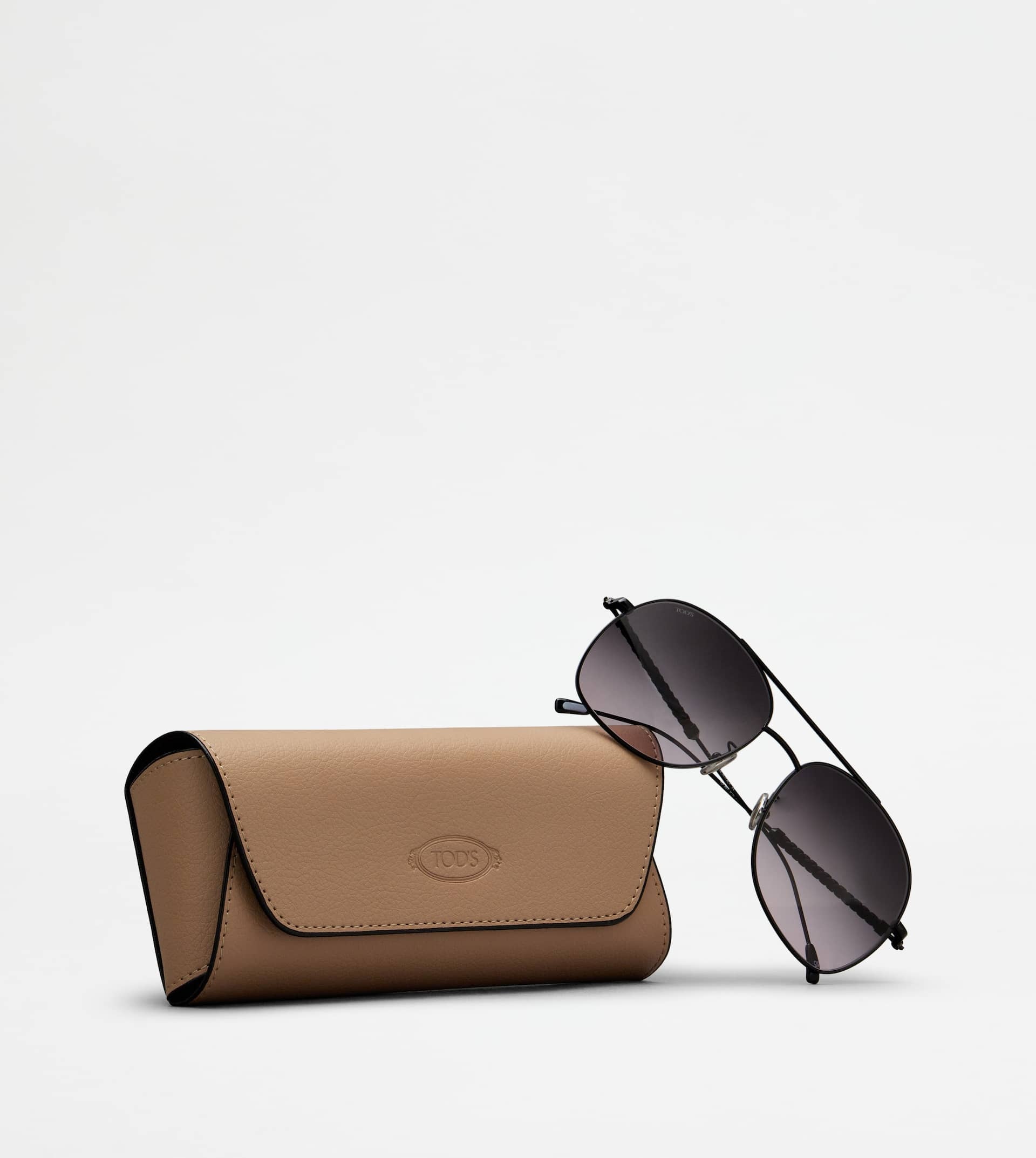 SUNGLASSES WITH TEMPLE IN LEATHER - BLACK - 5