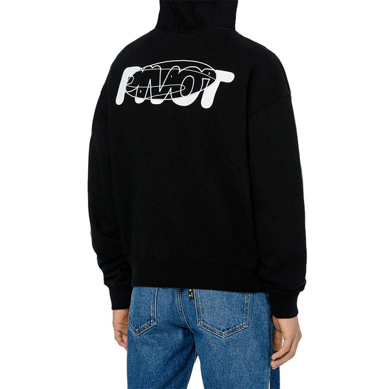 Off-White FW20 Embroidery Hooded Pullover Men Black OMBB034E20FLE0031001 - 4