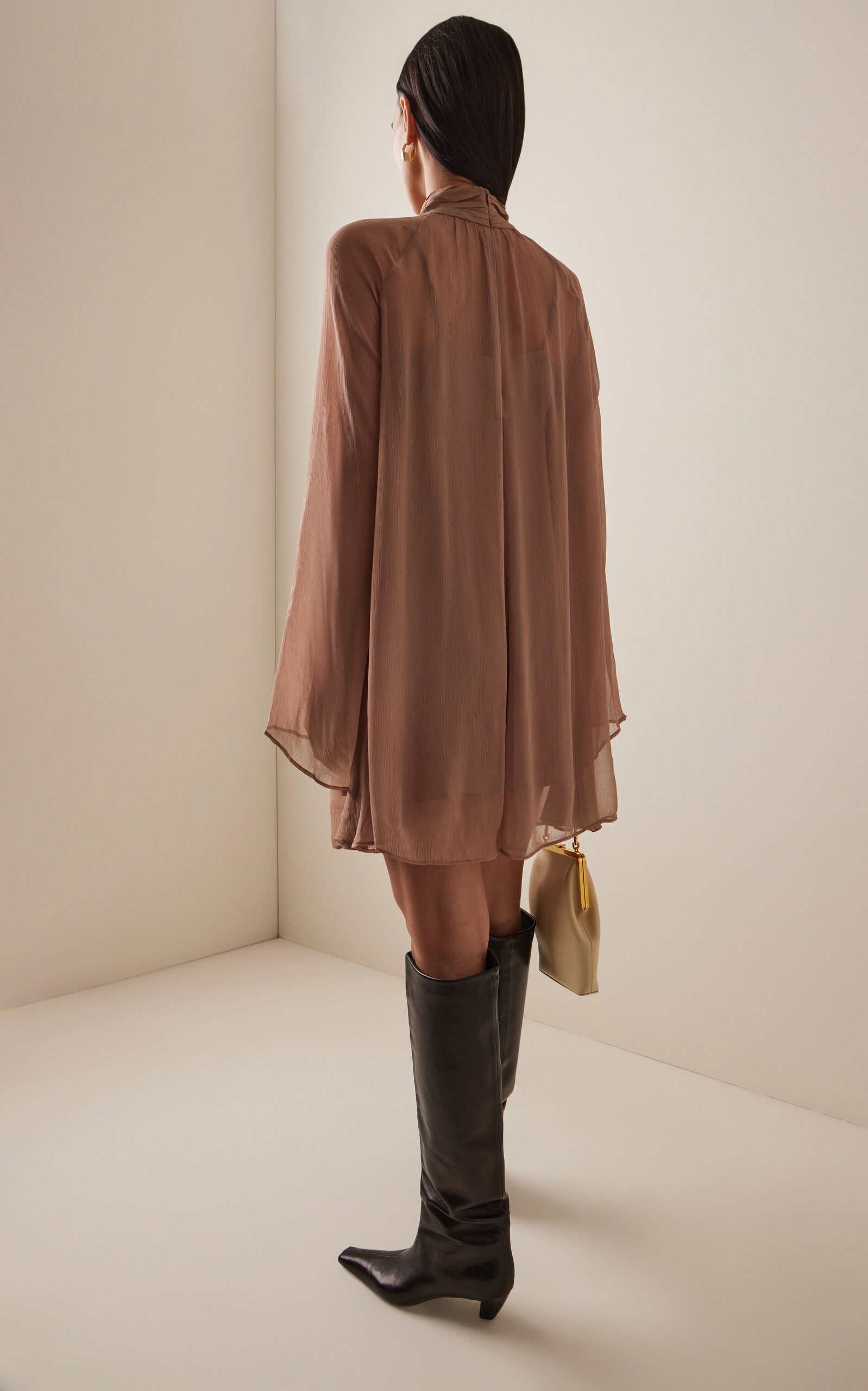 Esther Chiffon Mini Dress taupe - 4