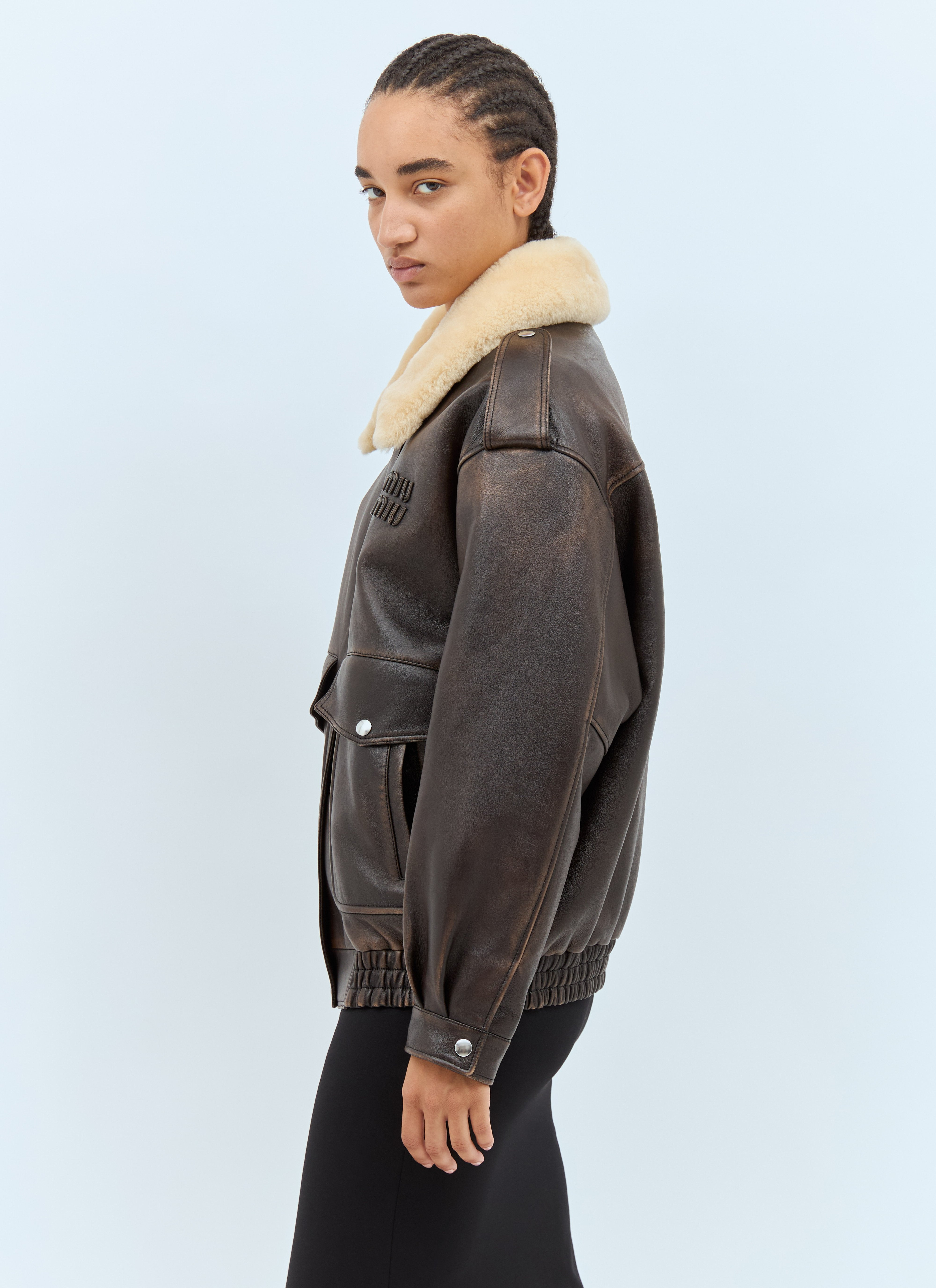 Miu Miu Women Padded Leather Jacket - 3