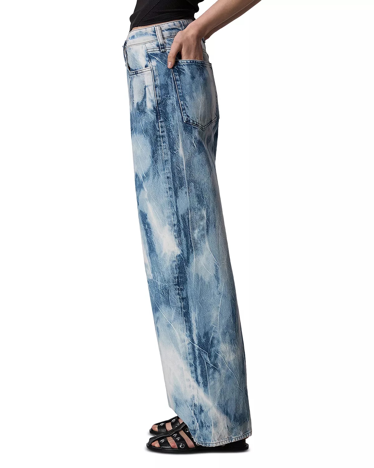Logan Mid Rise Wide Leg Jeans in Indigo Water Color - 4