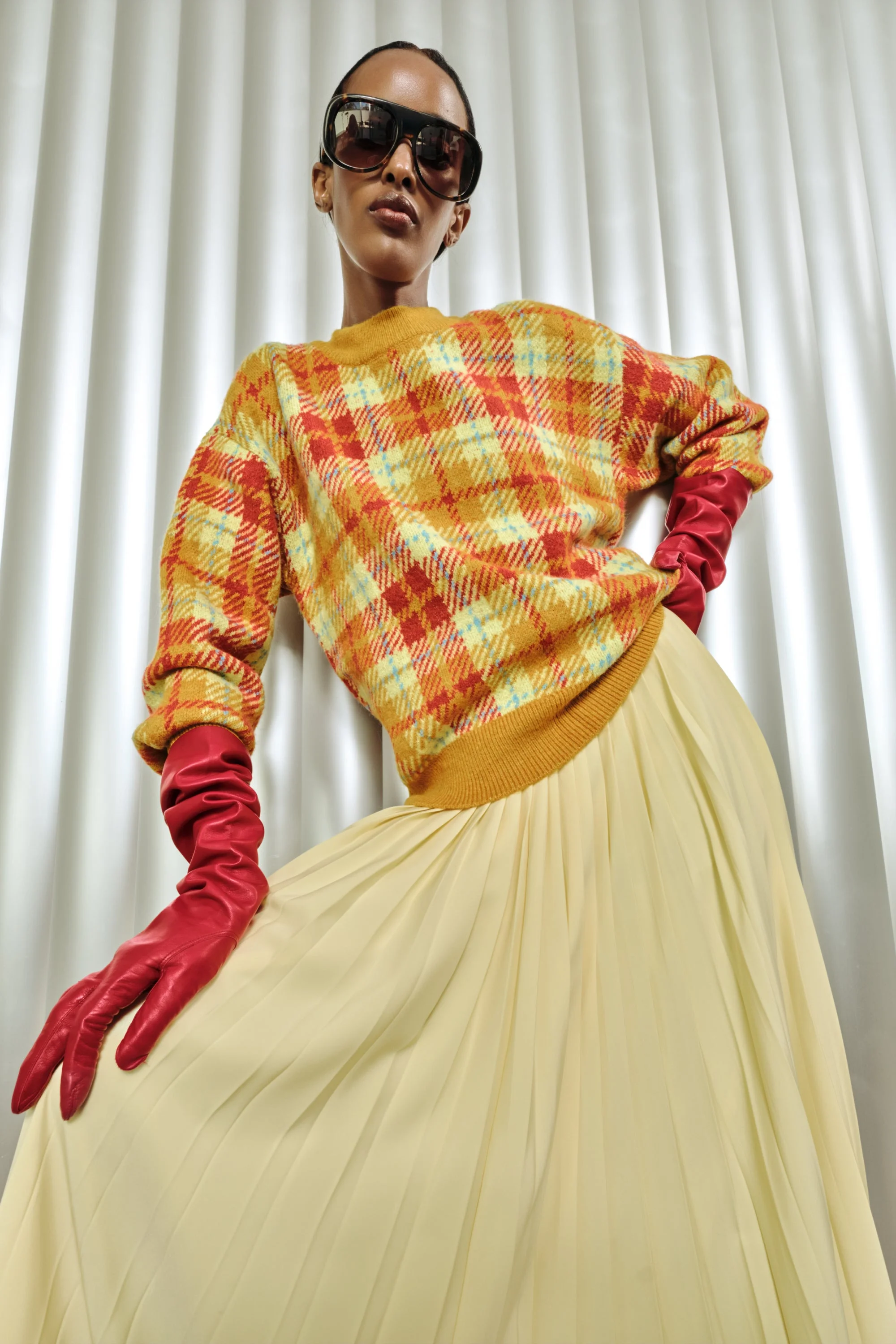 Calder Knit Sweater In Solar Plaid - 1
