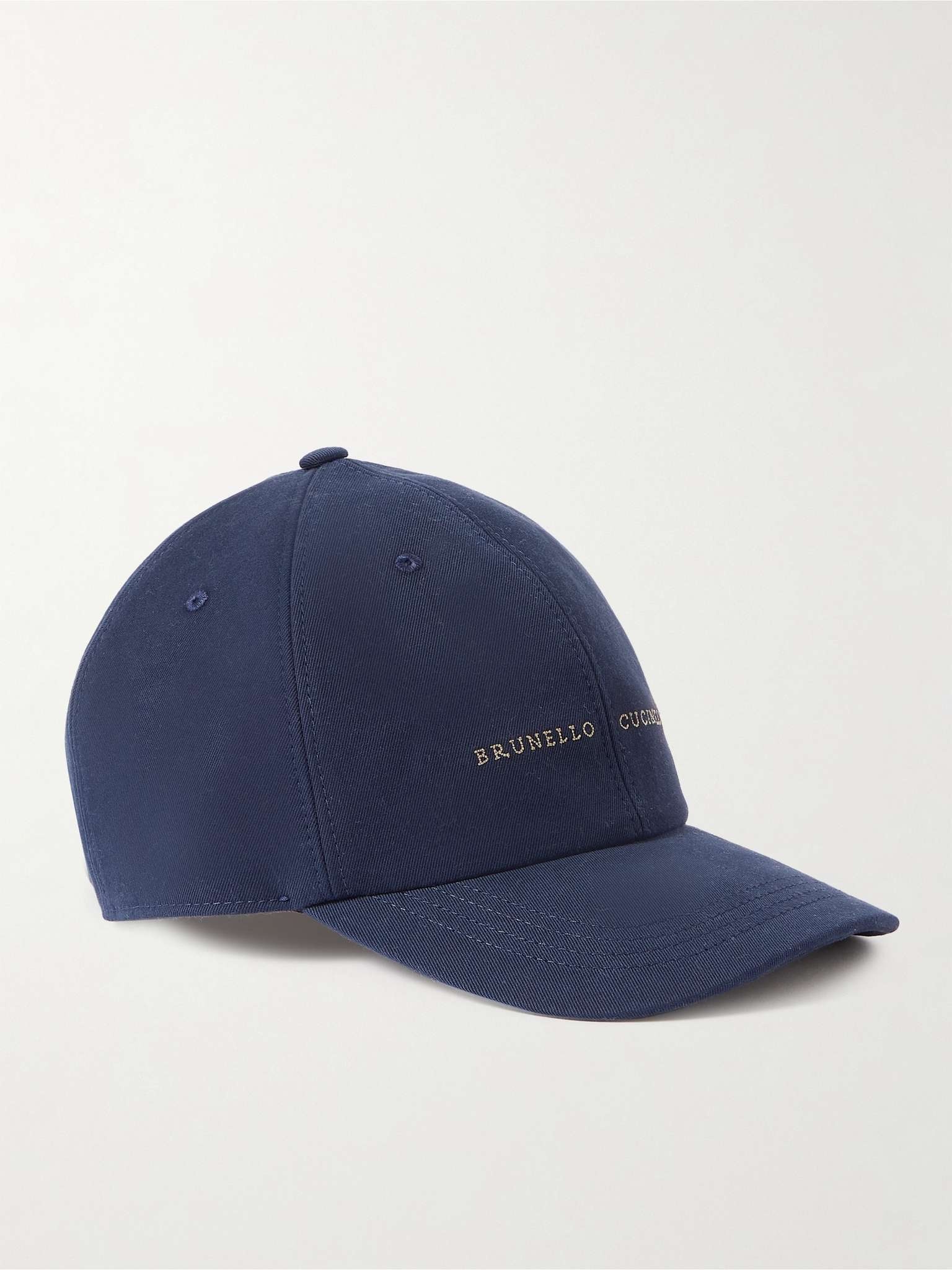 Logo-Embroidered Leather-Trimmed Cotton-Twill Baseball Cap - 1