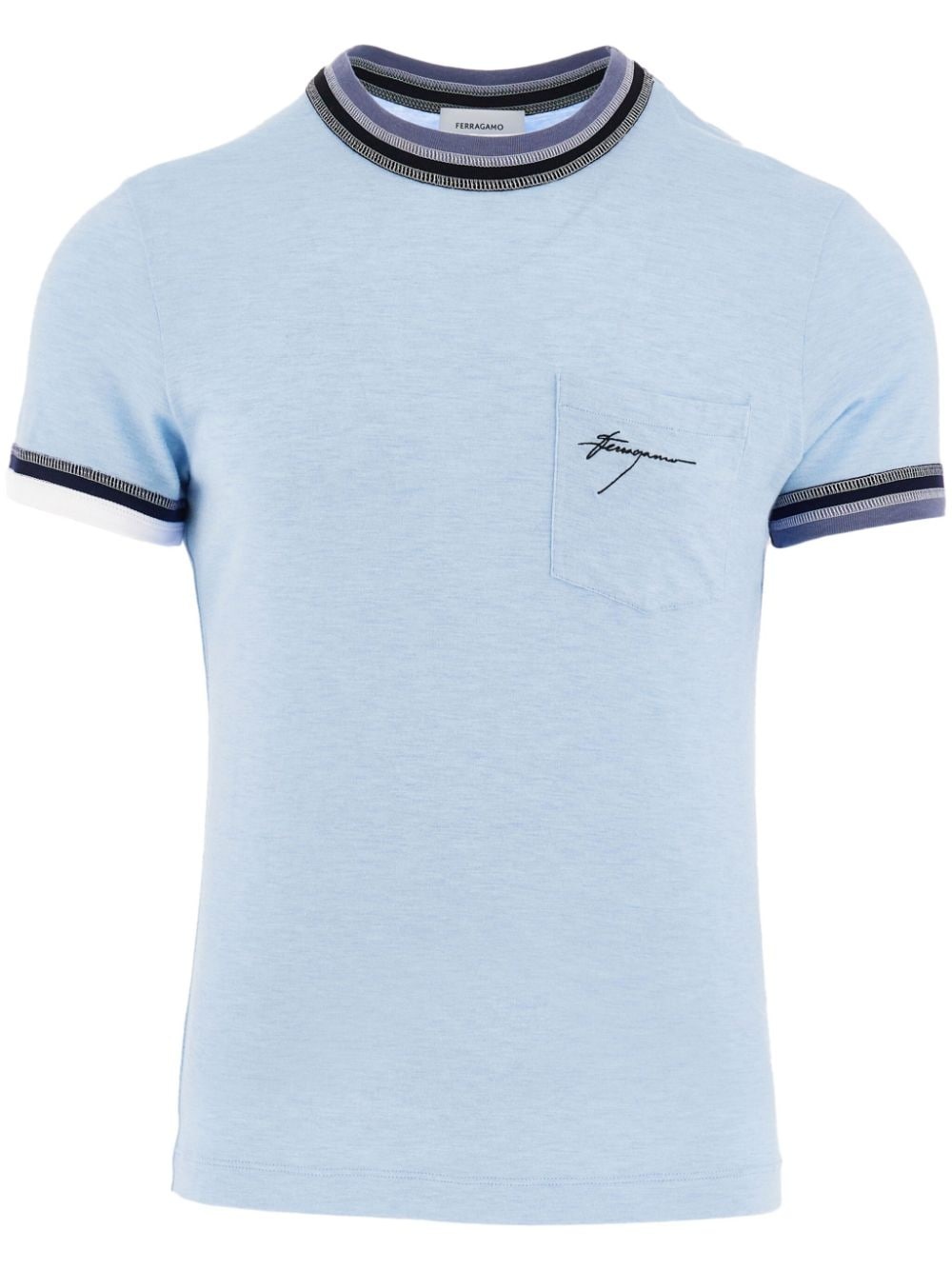 stripe-tipping jersey T-shirt - 1