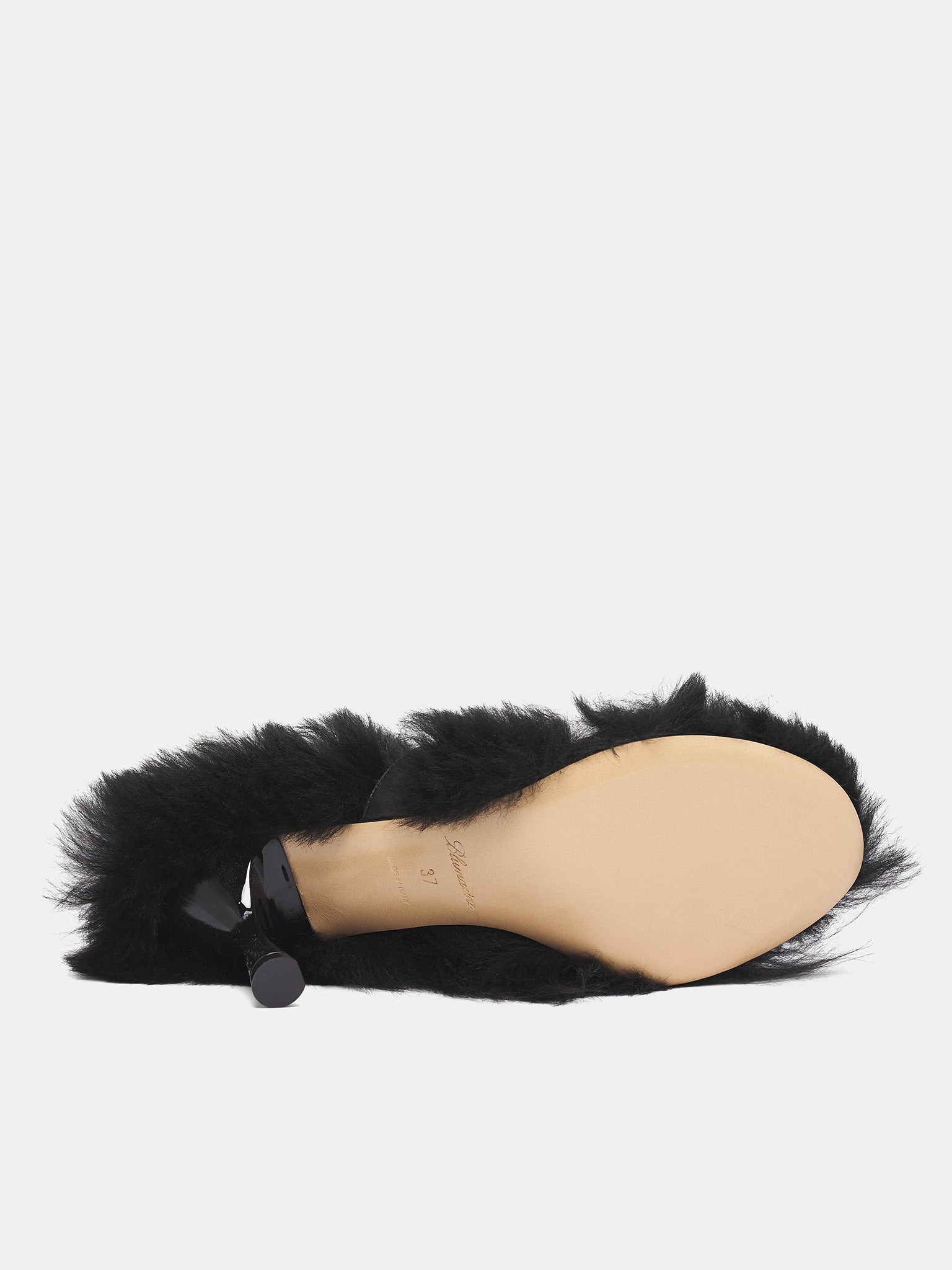 Black Lamb Fur Heeled Sandals - 6