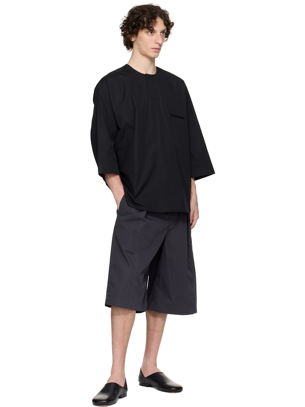 Black Short Sleeve Henley - 4