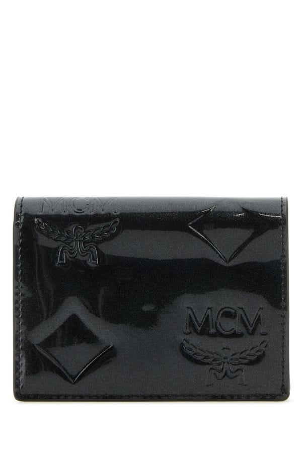 Mcm Aren Snap Wallet in Embossed Monogram Leather, Black