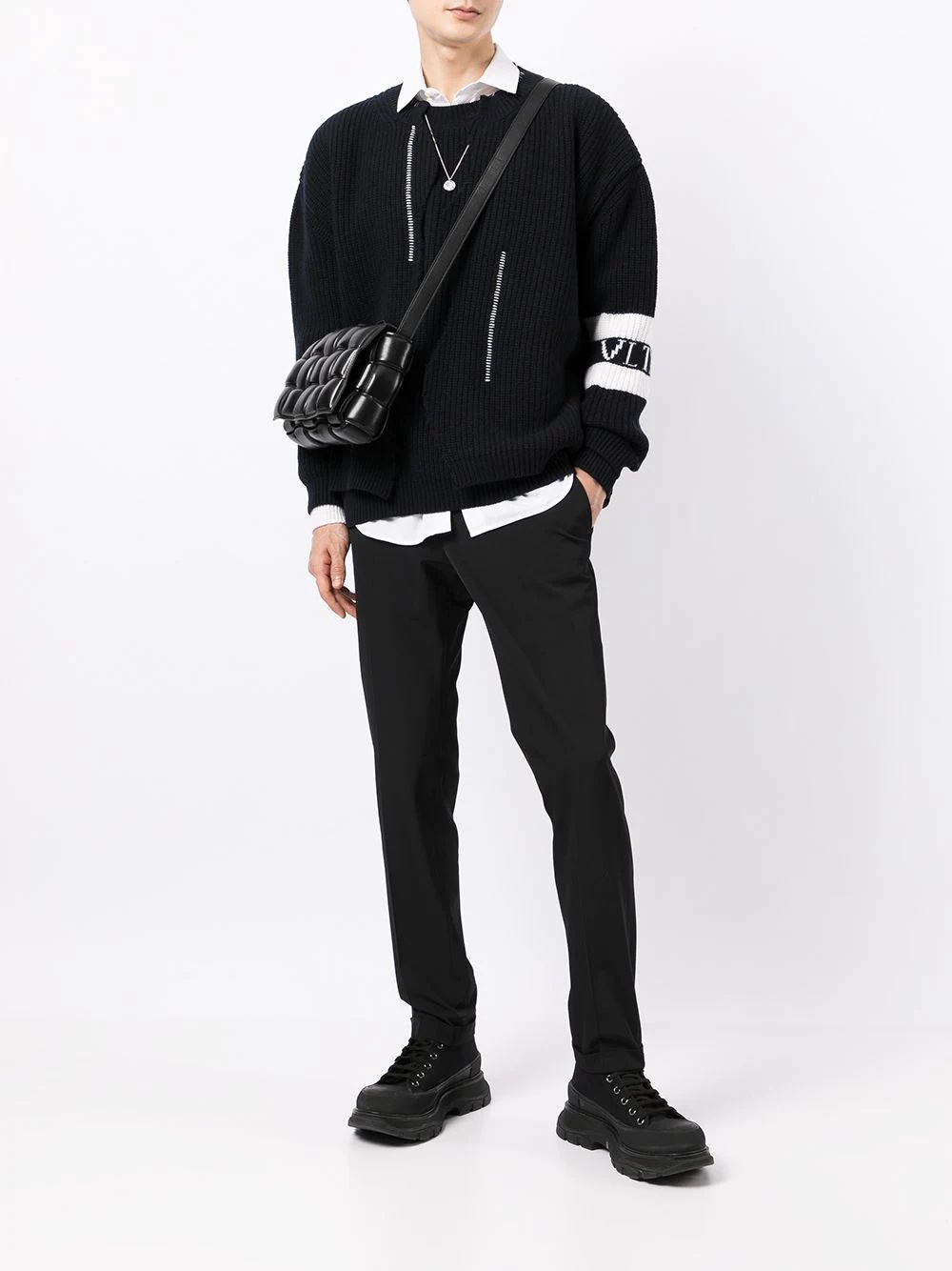 VLTN layered rib-knit jumper - 2