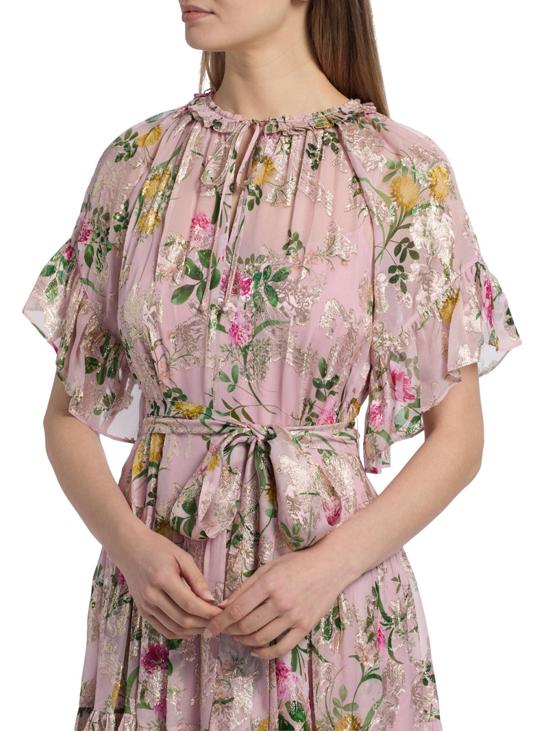 Women's Chase Metallic Floral Ruffle Dress - Peony Multi 6