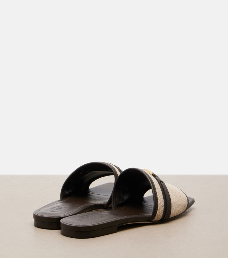 Tod's Leather-trimmed raffia slides outlook