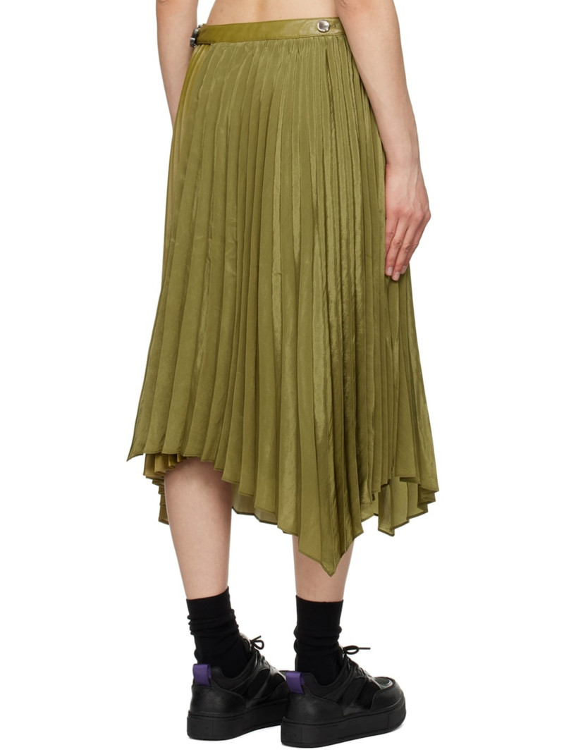 Khaki Nicola Faux-Leather Midi Skirt 3